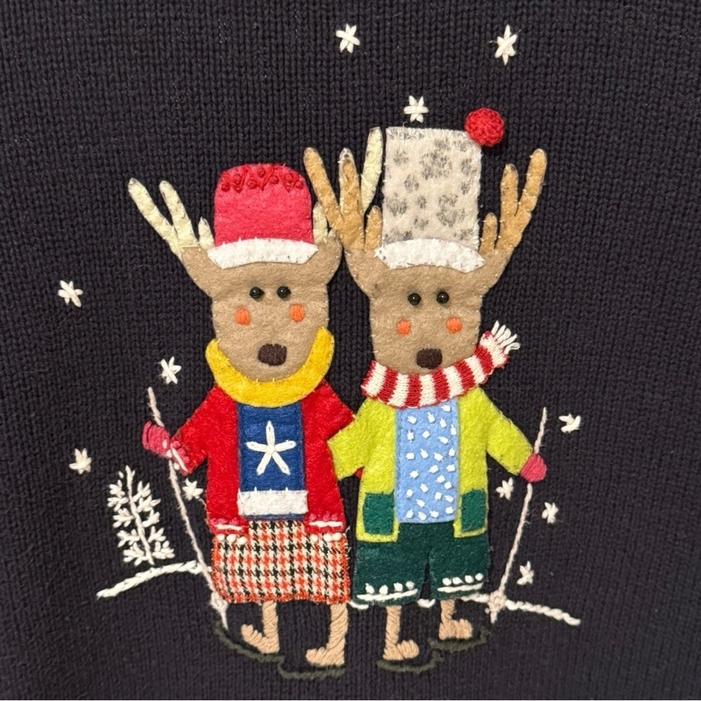 Christopher & Banks Small Reindeer Ugly Christmas Sweater 2008 Embroidered - Picture 2 of 8
